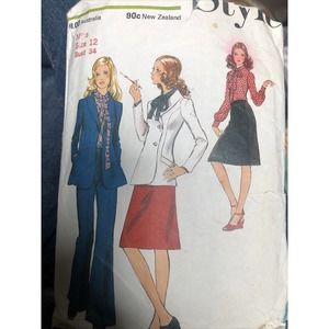 Style vintage 1971 pattern Size 12 Bust 34 Jacket Skirt Pants 3412 See Desc